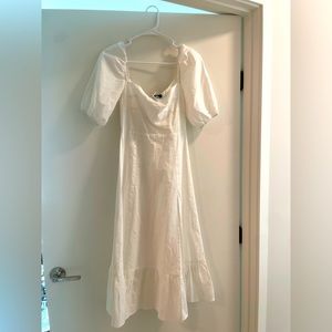 Few Moda White Puffed Sleeve Dress with Slit on Side